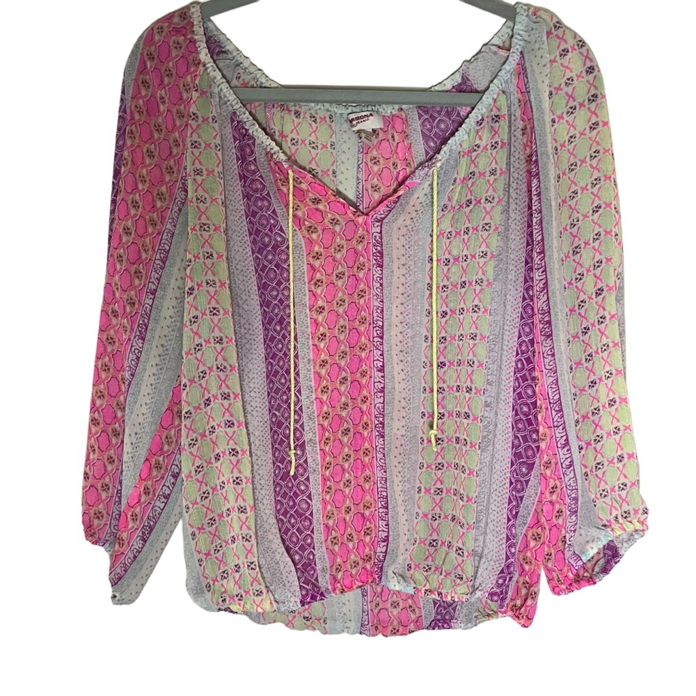 Arizona brand size L sheer top perfect SUMMER colors! So adorable!